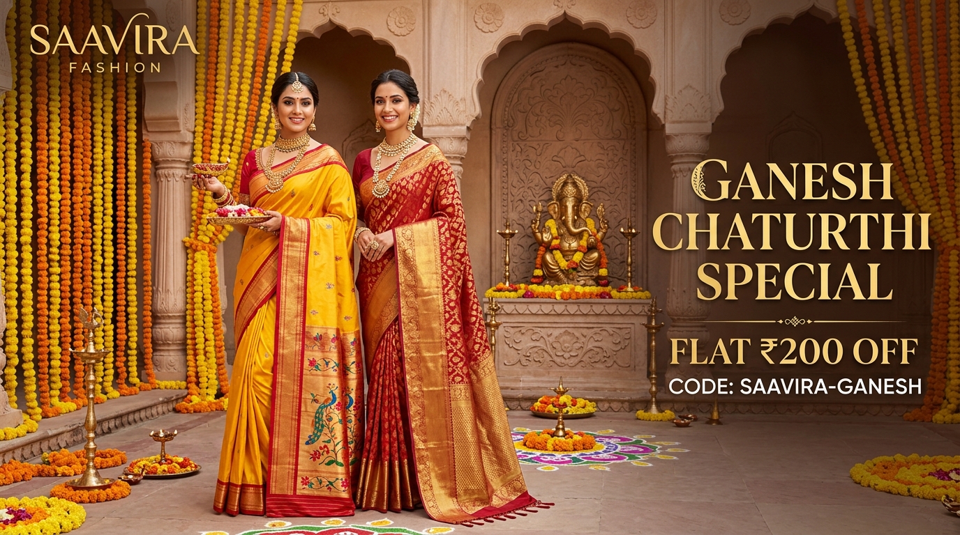 Ganesh Chaturthi Utsav Special - Flat ₹200 OFF - Code: SAAVIRA-GANESH